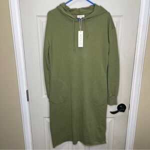 Roolee Kinslee Green Olive Hoodie Dress Sz M